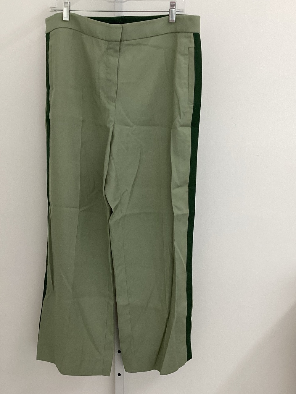 Massimo Dutti Two-Tone Olive Wide-Leg Trousers